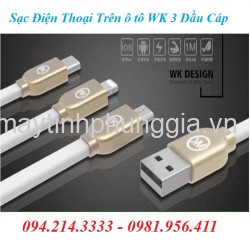 Sạc điện thoại trên ô tô WK 3 đầu cáp