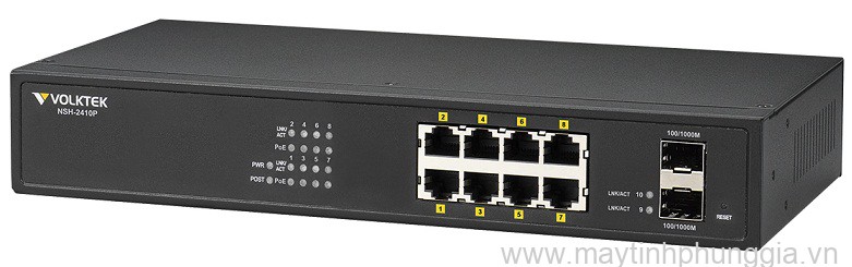 Sửa 8 Port PoE + 2 SFP Switch VolkTek NSH-2410P